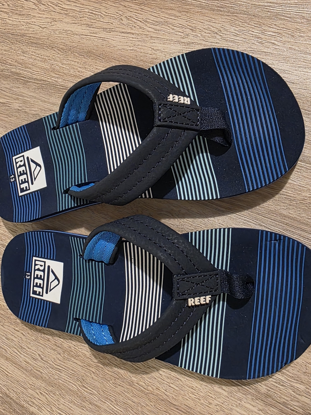 Reef Kids Blue and Navy Striped Flip Flops